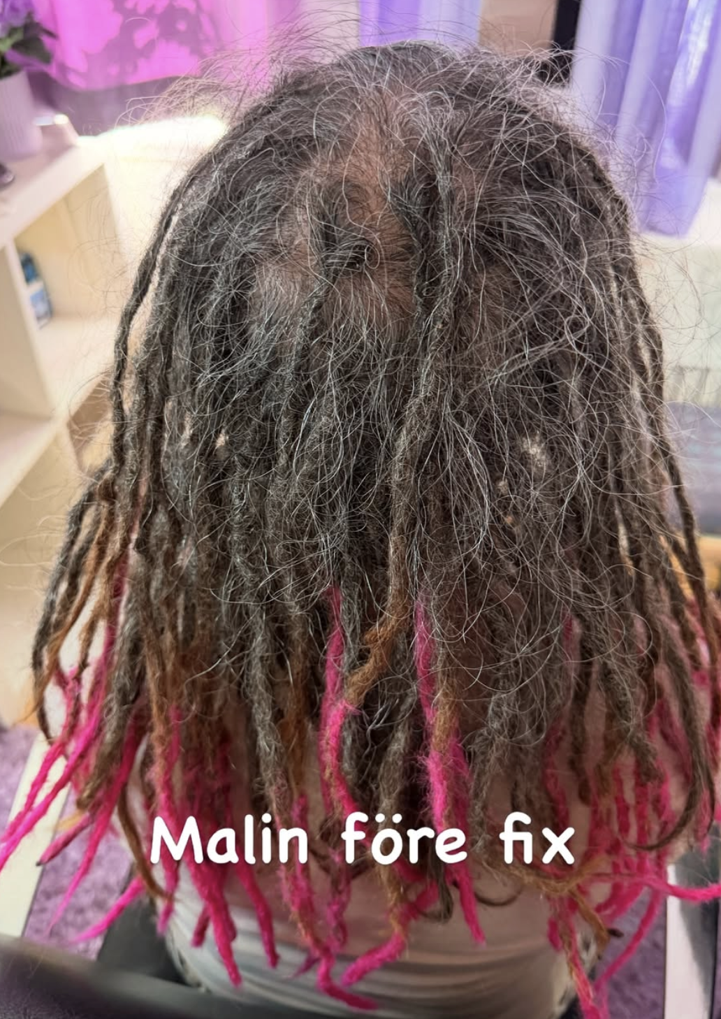 Dreadlocks före underhåll och dreadfix